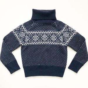 Love by Design Girl’s Navy Fair Isle Turtleneck Sweater Size Medium in EUC